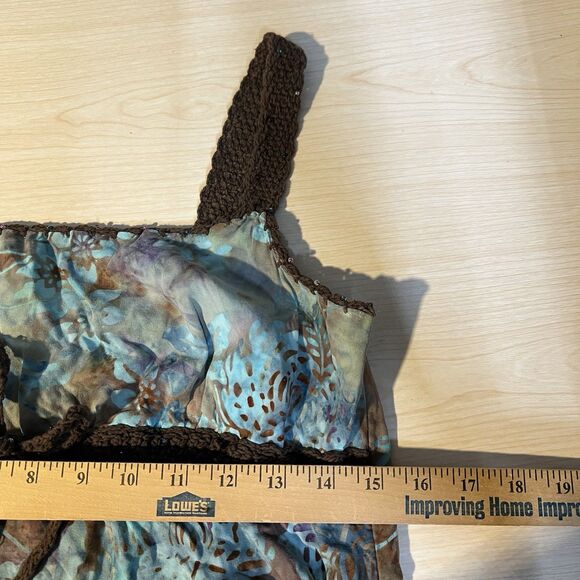 SANTIKI Embellished Boho Crochet Spaghetti Strap Top Blouse XL Fairy Goblincore - Picture 9 of 11